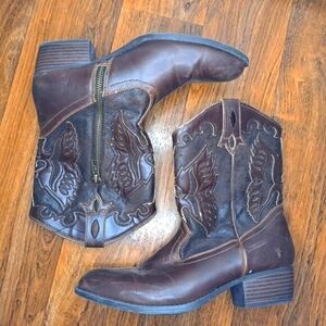 FRYE Carson Firebird Brown Western Style Cowboy Boots Size 5